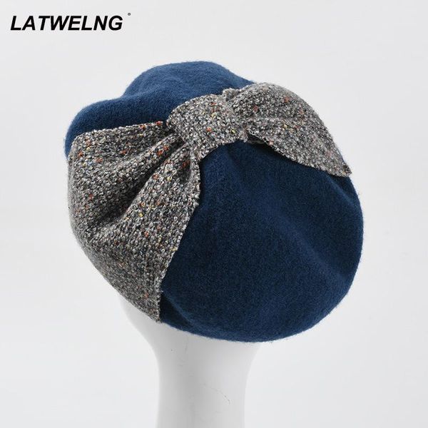 berets 2021 british vintage bowknot wool beret women autumn winter warm hats mushroom hat fashion french, Blue;gray
berets 2021 british vintage bowknot wool beret women autumn winter warm hats mushroom hat fashion french, Blue;gray