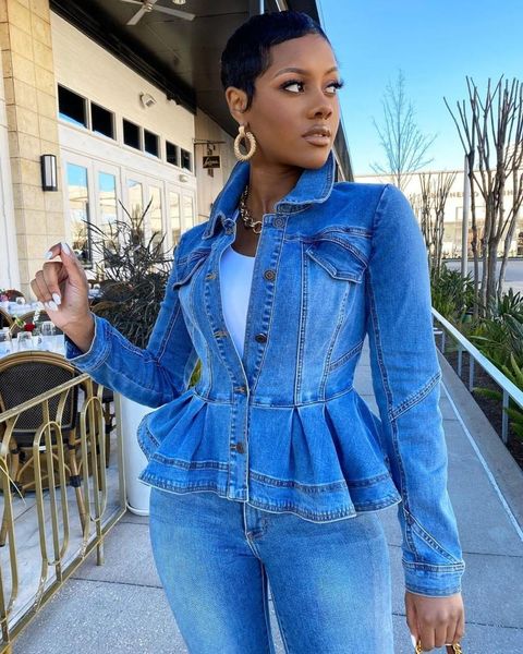 ins est women solid denim short jackets 2021 autumn turn-down collar full sleeve single-breasted cascading ruffles coats, Black;brown
ins est women solid denim short jackets 2021 autumn turn-down collar full sleeve single-breasted cascading ruffles coats, Black;brown