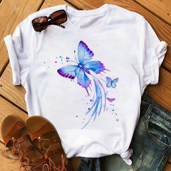 summer cartoon butterfly graphic printed womens t shirt short sleeve tees fashion casual round neck shirts female, White
summer cartoon butterfly graphic printed womens t shirt short sleeve tees fashion casual round neck shirts female, White