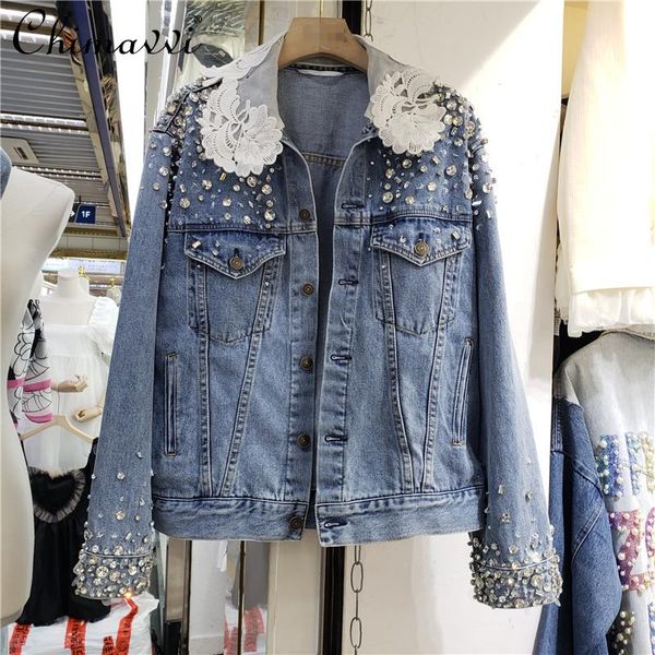 women's jackets female crystal rhinestone embroidered short denim jacket 2021 autumn women fashion simple loose sweet doll collar jeans, Black;brown
women's jackets female crystal rhinestone embroidered short denim jacket 2021 autumn women fashion simple loose sweet doll collar jeans, Black;brown