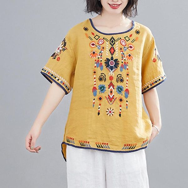 women's blouses & shirts women t-shirt 2021 fashion embroidered loose national style ladies short sleeve oversize blouse for going out, White
women's blouses & shirts women t-shirt 2021 fashion embroidered loose national style ladies short sleeve oversize blouse for going out, White
