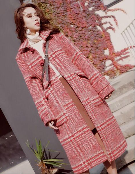 women's wool & blends 2021 winter women red plaid turn-down collar long sleeve single breasted big pockets straight thick medium woolen, Black
women's wool & blends 2021 winter women red plaid turn-down collar long sleeve single breasted big pockets straight thick medium woolen, Black