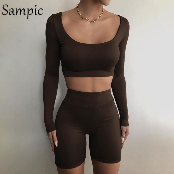 women's tracksuits sampic sport tracksuit women long sleeve shorts set 2021 skinny t shirt and mini high waisted biker two piece, Gray
women's tracksuits sampic sport tracksuit women long sleeve shorts set 2021 skinny t shirt and mini high waisted biker two piece, Gray