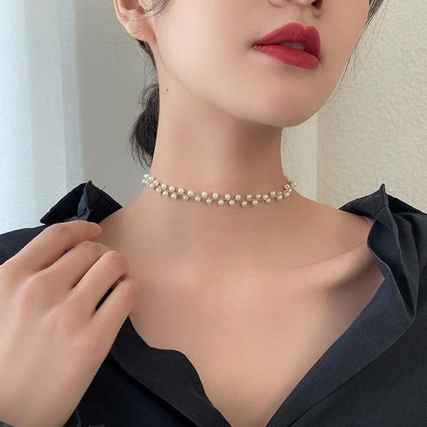 2021 new trendy korean chokers necklaces fashion crystal pearl clavicle chain women necklace kolye collier femme accessories, Golden;silver
2021 new trendy korean chokers necklaces fashion crystal pearl clavicle chain women necklace kolye collier femme accessories, Golden;silver