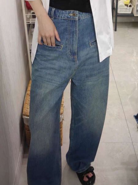 design inset pocket wide leg women's autumn high waist loose and thin pants, Blue
design inset pocket wide leg women's autumn high waist loose and thin pants, Blue