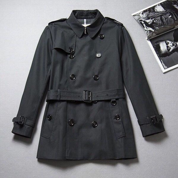 men's short trench coat loose khaki navy blue black double-breasted windbreaker gabadian cotton british style autumn and winter jacket, Tan;black
men's short trench coat loose khaki navy blue black double-breasted windbreaker gabadian cotton british style autumn and winter jacket, Tan;black
