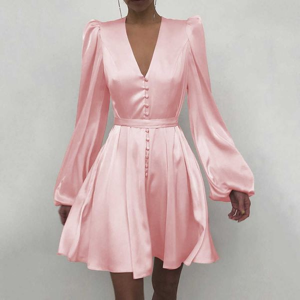 spring fashion 2021elegant women satin solid long sleeve dress button a-line mini dress casual loose v-neck party dress vestido y0603, Black;gray
spring fashion 2021elegant women satin solid long sleeve dress button a-line mini dress casual loose v-neck party dress vestido y0603, Black;gray