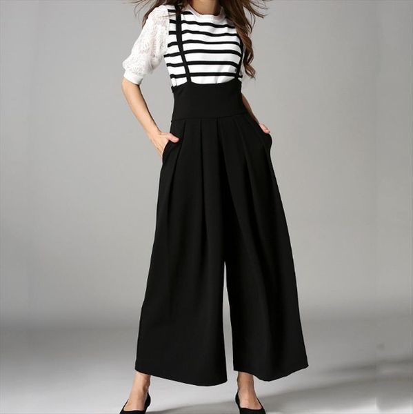 fashion back cross strap women jumpsuit wide leg overall pants summer casual all match culottes solid color elastic waist rompers, Black;white
fashion back cross strap women jumpsuit wide leg overall pants summer casual all match culottes solid color elastic waist rompers, Black;white