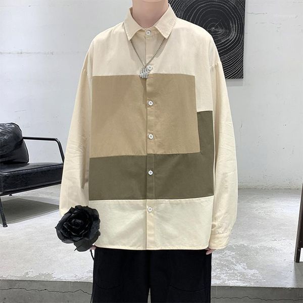 men's dress shirts men harajuku color block shirt 2021 mens streetwear thick long sleeve male vintage korean fashions clothes, White;black
men's dress shirts men harajuku color block shirt 2021 mens streetwear thick long sleeve male vintage korean fashions clothes, White;black