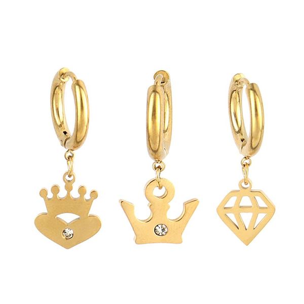hoop & huggie stainless steel earring women drop earrings for geometric zircon pendant round female jewelry, Golden;silver
hoop & huggie stainless steel earring women drop earrings for geometric zircon pendant round female jewelry, Golden;silver