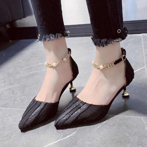 dress shoes women ankle strap pumps pearl high heels pointed toe sandals for woman office buckle zapatos mujer 8002n, Black
dress shoes women ankle strap pumps pearl high heels pointed toe sandals for woman office buckle zapatos mujer 8002n, Black