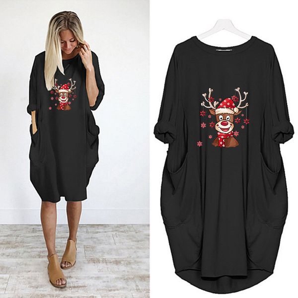 christmas dress women cute reindeer print pocket casual loose dresses oversize clothes party daily autumn vestidos vintage clothing for girl, Black;gray
christmas dress women cute reindeer print pocket casual loose dresses oversize clothes party daily autumn vestidos vintage clothing for girl, Black;gray
