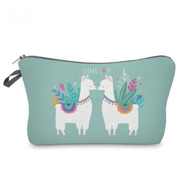 multi-functional portable cosmetic bag make up bag printing alpaca cosmetic cute cosmetics pouchs for travel ladies pouch