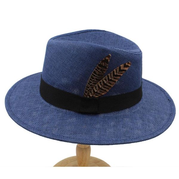 stingy brim hats 2021 summer women men straw panama hat with wide beach sun fashion feather size 56-58cm a0072, Blue;gray
stingy brim hats 2021 summer women men straw panama hat with wide beach sun fashion feather size 56-58cm a0072, Blue;gray