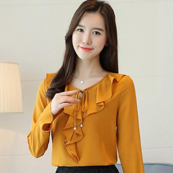 women chiffon shirts long sleeve ruffles o neck vintage blouse ladies casual blusas, White
women chiffon shirts long sleeve ruffles o neck vintage blouse ladies casual blusas, White