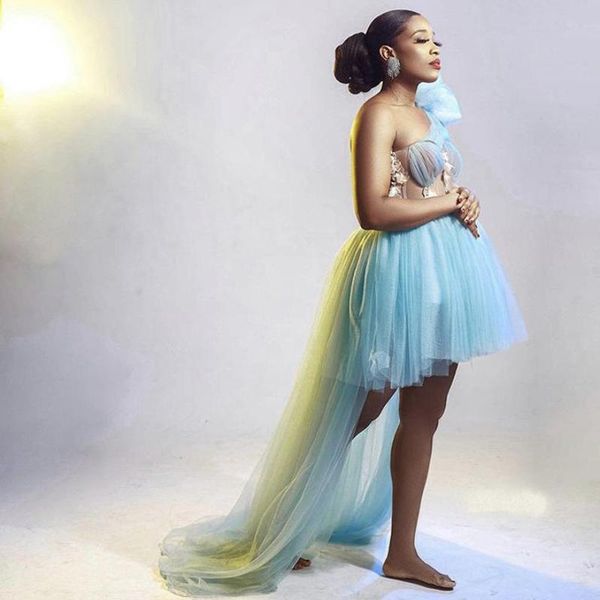 casual dresses pretty sky blue high low tulle prom gowns 3d flower crystal one shoulder long women to party, Black;gray
casual dresses pretty sky blue high low tulle prom gowns 3d flower crystal one shoulder long women to party, Black;gray