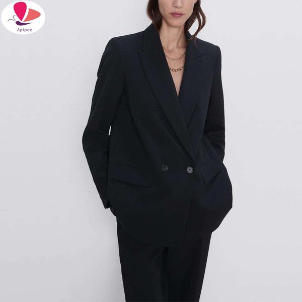 women's suits & blazers autumn and winter blazer jacket casual solid color double-breasted pocket decorative coat, White;black
women's suits & blazers autumn and winter blazer jacket casual solid color double-breasted pocket decorative coat, White;black