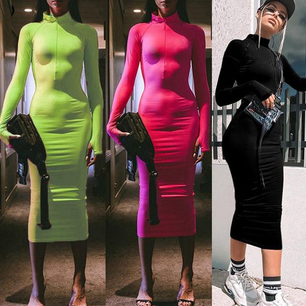 casual dresses midi bodycon dress autumn women winter streetwear white black vestidos high neck waist full sheath solid, Black;gray
casual dresses midi bodycon dress autumn women winter streetwear white black vestidos high neck waist full sheath solid, Black;gray