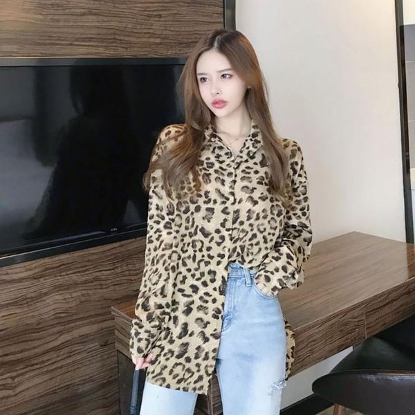 women's blouses & shirts efinny women fashion vintage leopard print lapel shirt casual single-breasted long sleeve blouse, White
women's blouses & shirts efinny women fashion vintage leopard print lapel shirt casual single-breasted long sleeve blouse, White