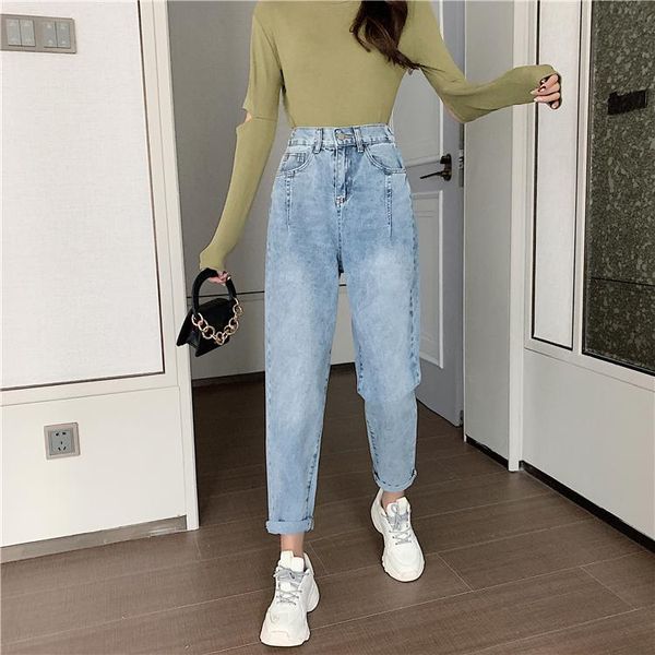 women's jeans high waist for women summer loose straight all-match was thin fashion celebrity daddy pants casual, Blue
women's jeans high waist for women summer loose straight all-match was thin fashion celebrity daddy pants casual, Blue