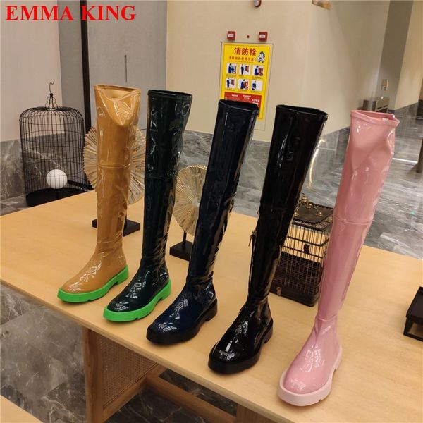boots 2021 runway stretch shiny leather over-the-knee women fashion thick sole winter zip thigh high designer long, Black
boots 2021 runway stretch shiny leather over-the-knee women fashion thick sole winter zip thigh high designer long, Black
