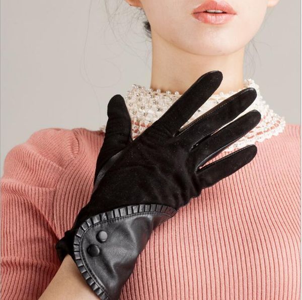 five fingers gloves women leather wrist genuine sheepskin fashion, Blue;gray
five fingers gloves women leather wrist genuine sheepskin fashion, Blue;gray