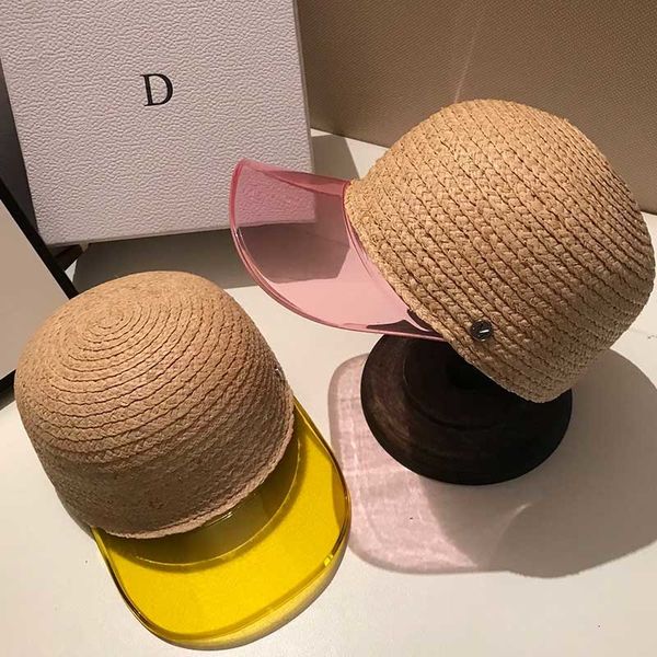 2021 new men women summer handmade raffia sun hat with transparent plastic pvc sunshade visor cap in black blue pink orange zfvb, Blue;gray 
2021 new men women summer handmade raffia sun hat with transparent plastic pvc sunshade visor cap in black blue pink orange zfvb, Blue;gray