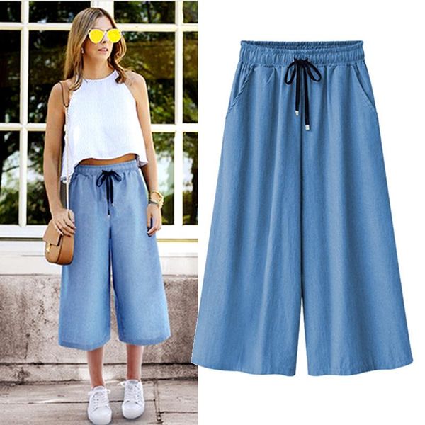 women's pants & capris blue wide leg women 2021 summer fashion high waist loose calf-length casual female, Black;white
women's pants & capris blue wide leg women 2021 summer fashion high waist loose calf-length casual female, Black;white