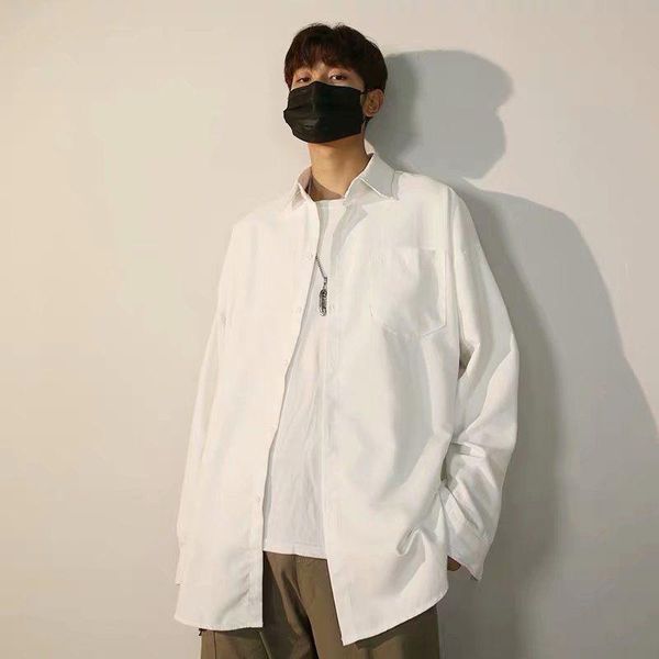 men's casual shirts autumn spring shirt long sleeve men clothing loose oversized clothes, White;black
men's casual shirts autumn spring shirt long sleeve men clothing loose oversized clothes, White;black