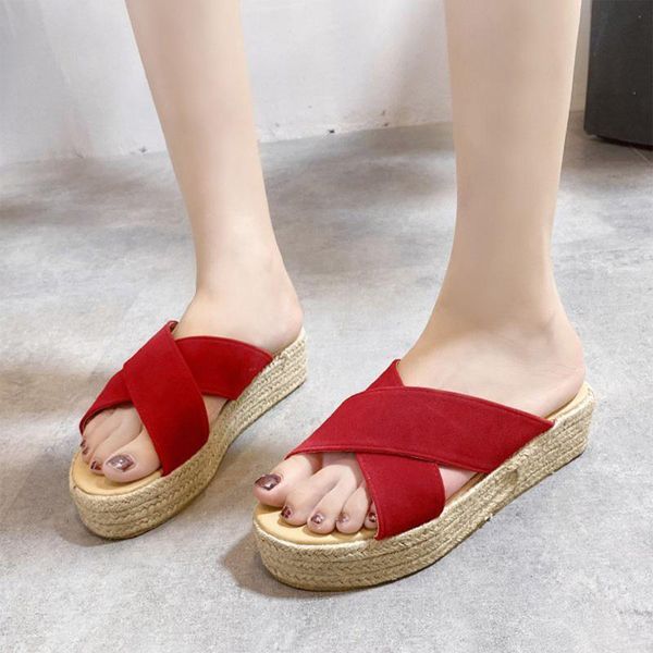 slippers women wedge shoes solid color cross summer slipper female outdoor wear straw woven flip-flops beach, Black
slippers women wedge shoes solid color cross summer slipper female outdoor wear straw woven flip-flops beach, Black
