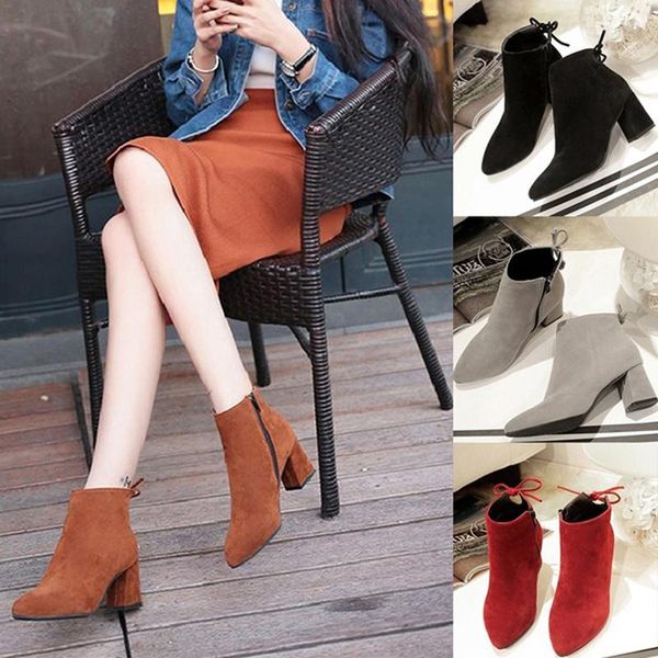 plus size 43 women mid calf boots brown gray pointed toe zippers autumn spring fashion casual lace-up, Black
plus size 43 women mid calf boots brown gray pointed toe zippers autumn spring fashion casual lace-up, Black