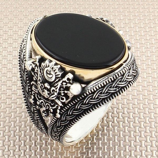 cluster rings vintage big rectangle black onyx stone men silver ring with ottoman coat of arms made in turkey solid 925 sterling, Golden;silver
cluster rings vintage big rectangle black onyx stone men silver ring with ottoman coat of arms made in turkey solid 925 sterling, Golden;silver