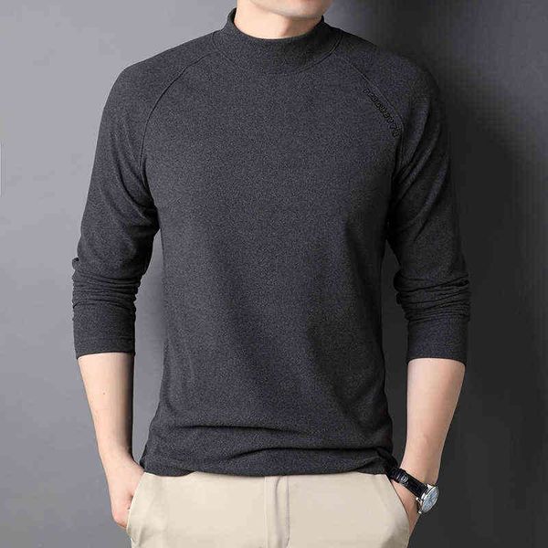 double sided t-shirt long sleeve sweater 2021 autumn men's semi high collar de cashmere bottoming shirt, White;black
double sided t-shirt long sleeve sweater 2021 autumn men's semi high collar de cashmere bottoming shirt, White;black