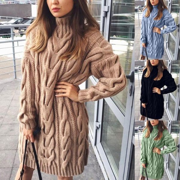 casual dresses autumn winter knitted mini dress women solid color long sleeve turtleneck for slim twist sweater, Black;gray 
casual dresses autumn winter knitted mini dress women solid color long sleeve turtleneck for slim twist sweater, Black;gray