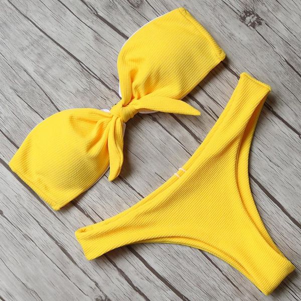 women's swimwear bikini set 2021 summer biquini solid color bow tie high cut bandeau two piece wholesale, White;black
women's swimwear bikini set 2021 summer biquini solid color bow tie high cut bandeau two piece wholesale, White;black