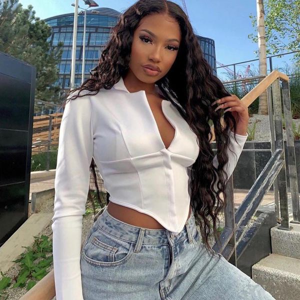women's t-shirt women fashion street t-shirts deep v neck long sleeve solid slim irregular hem corset crop stylish pullovers fall 2, White
women's t-shirt women fashion street t-shirts deep v neck long sleeve solid slim irregular hem corset crop stylish pullovers fall 2, White
