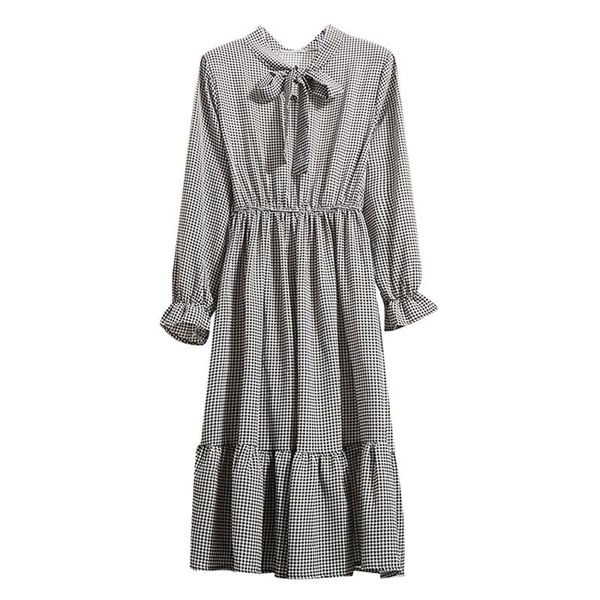 casual dresses ruffle sleeve bottoming dress women elegant bowknot elastic waist slim mid-length holiday chiffon vintage 40#, Black;gray
casual dresses ruffle sleeve bottoming dress women elegant bowknot elastic waist slim mid-length holiday chiffon vintage 40#, Black;gray