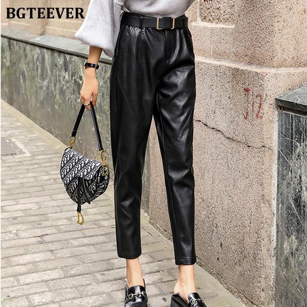 women's pants & capris bgteever 2021 winter pu leather women belted moto biker high waist femme streetwear female faux trousers, Black;white
women's pants & capris bgteever 2021 winter pu leather women belted moto biker high waist femme streetwear female faux trousers, Black;white