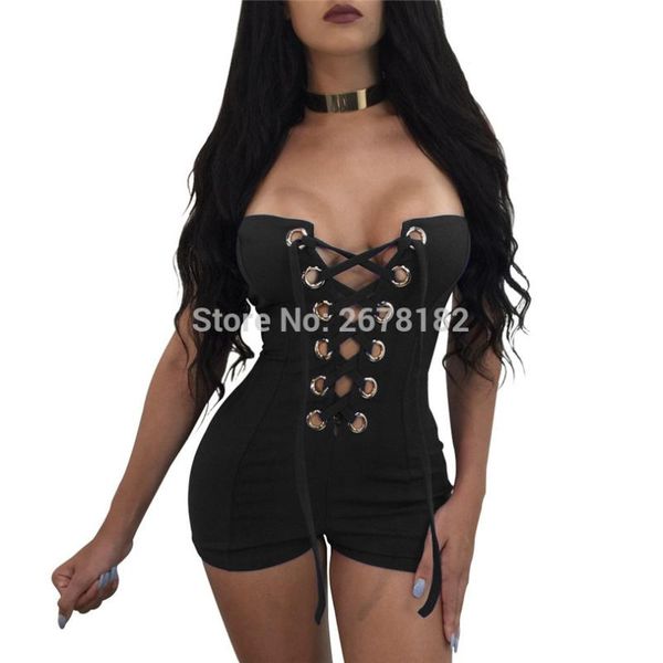 women's jumpsuits & rompers off shoulder romper womens jumpsuit strapless eyelets bandage bodysuit playsuit club party combinaison shor, Black;white
women's jumpsuits & rompers off shoulder romper womens jumpsuit strapless eyelets bandage bodysuit playsuit club party combinaison shor, Black;white