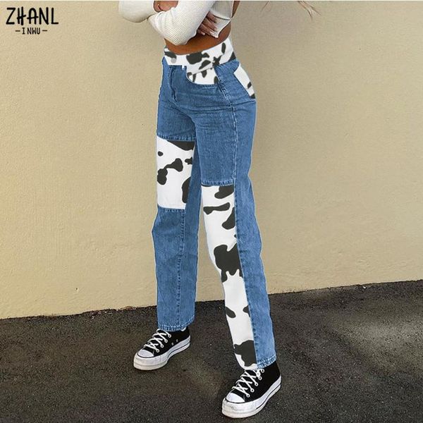 women's jeans autumn patchwork cow print women casual high waisted pants straight harajuku 90s black long trousers ladies streetwear, Blue
women's jeans autumn patchwork cow print women casual high waisted pants straight harajuku 90s black long trousers ladies streetwear, Blue