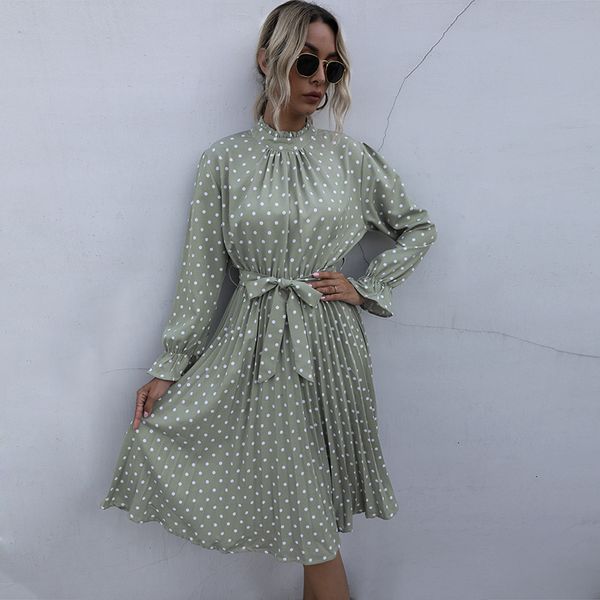 2021 new women polka dot print party stand collar flare sleeve a-line sashes knee-length casual elegant vestido 8ns2, Black;gray
2021 new women polka dot print party stand collar flare sleeve a-line sashes knee-length casual elegant vestido 8ns2, Black;gray