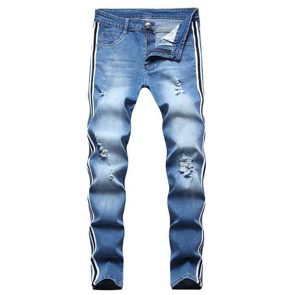 men's jeans 2021 mens european white slim hole leg pants europe station, Blue
men's jeans 2021 mens european white slim hole leg pants europe station, Blue