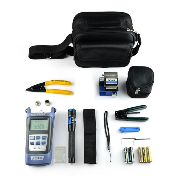 fiber optic equipment 10pcs ftth tool kit with fc-6s cleaver and optical power meter 1mw visual fault locator wire stripper cfs-2
fiber optic equipment 10pcs ftth tool kit with fc-6s cleaver and optical power meter 1mw visual fault locator wire stripper cfs-2