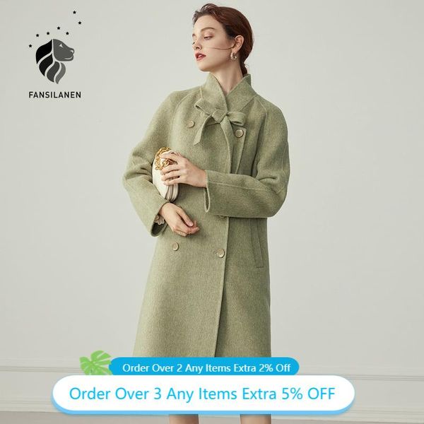 women's wool & blends fansilanen green long 90% coat women bow bandage oversized jacket vintage female woolen blend winter overcoat, Black
women's wool & blends fansilanen green long 90% coat women bow bandage oversized jacket vintage female woolen blend winter overcoat, Black