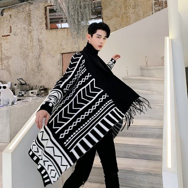 sleeve men long geometric pattern tassel no button knitted cardigan sweater coat male japan streetwear jacket oute xuky, White
sleeve men long geometric pattern tassel no button knitted cardigan sweater coat male japan streetwear jacket oute xuky, White