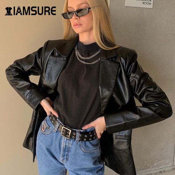 women's jackets iamsure 2021 autumn casual loose leather jacket for women streetwear fashion turn-down collar black basic female haraju, Black;brown
women's jackets iamsure 2021 autumn casual loose leather jacket for women streetwear fashion turn-down collar black basic female haraju, Black;brown