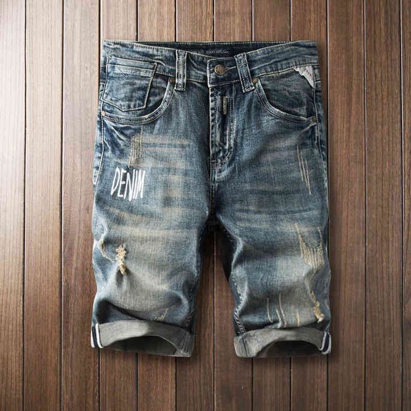 jeans men's shorts men's perforated capris loose beggars korean fashion summer breeches, Blue
jeans men's shorts men's perforated capris loose beggars korean fashion summer breeches, Blue
