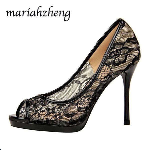 dress shoes ltarta 9.5cm nightclub women's shoe ultra-high heel waterproof platform mesh hollow lace fish mouth single ds, Black 
dress shoes ltarta 9.5cm nightclub women's shoe ultra-high heel waterproof platform mesh hollow lace fish mouth single ds, Black