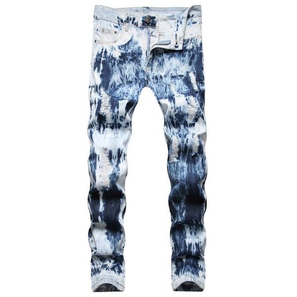 men's jeans men tie dye casual streetwear light snow wash skinny hole denim fashion mens ripped slim fit stretch pants, Blue
men's jeans men tie dye casual streetwear light snow wash skinny hole denim fashion mens ripped slim fit stretch pants, Blue