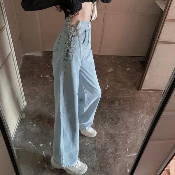 women's jeans spring autumn woman pants loose wide leg straight high waist show thin oversize all-match fashion, Blue
women's jeans spring autumn woman pants loose wide leg straight high waist show thin oversize all-match fashion, Blue